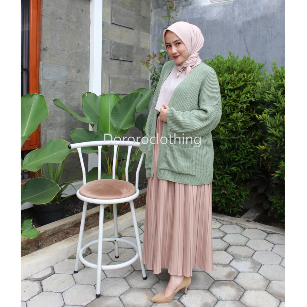 KARDIGAN RAJUT OVERSIZE JUMBO / RAJUT WANITA / KARDIGAN RAJUT WANITA TEBAL KUALITAS SUPER PREMIUM-Mint