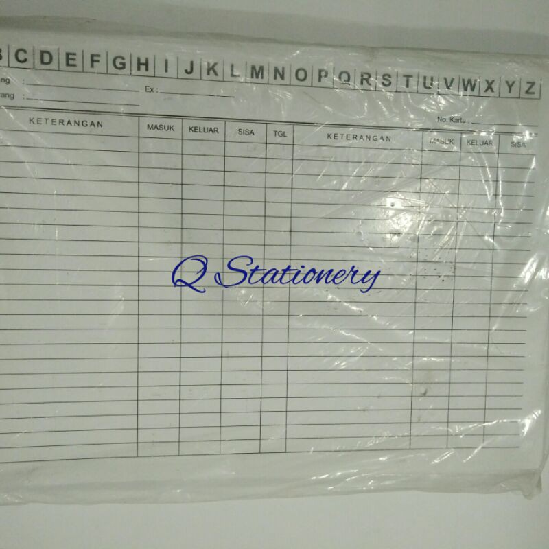 

Kartu stok barang ukuran folio landscape