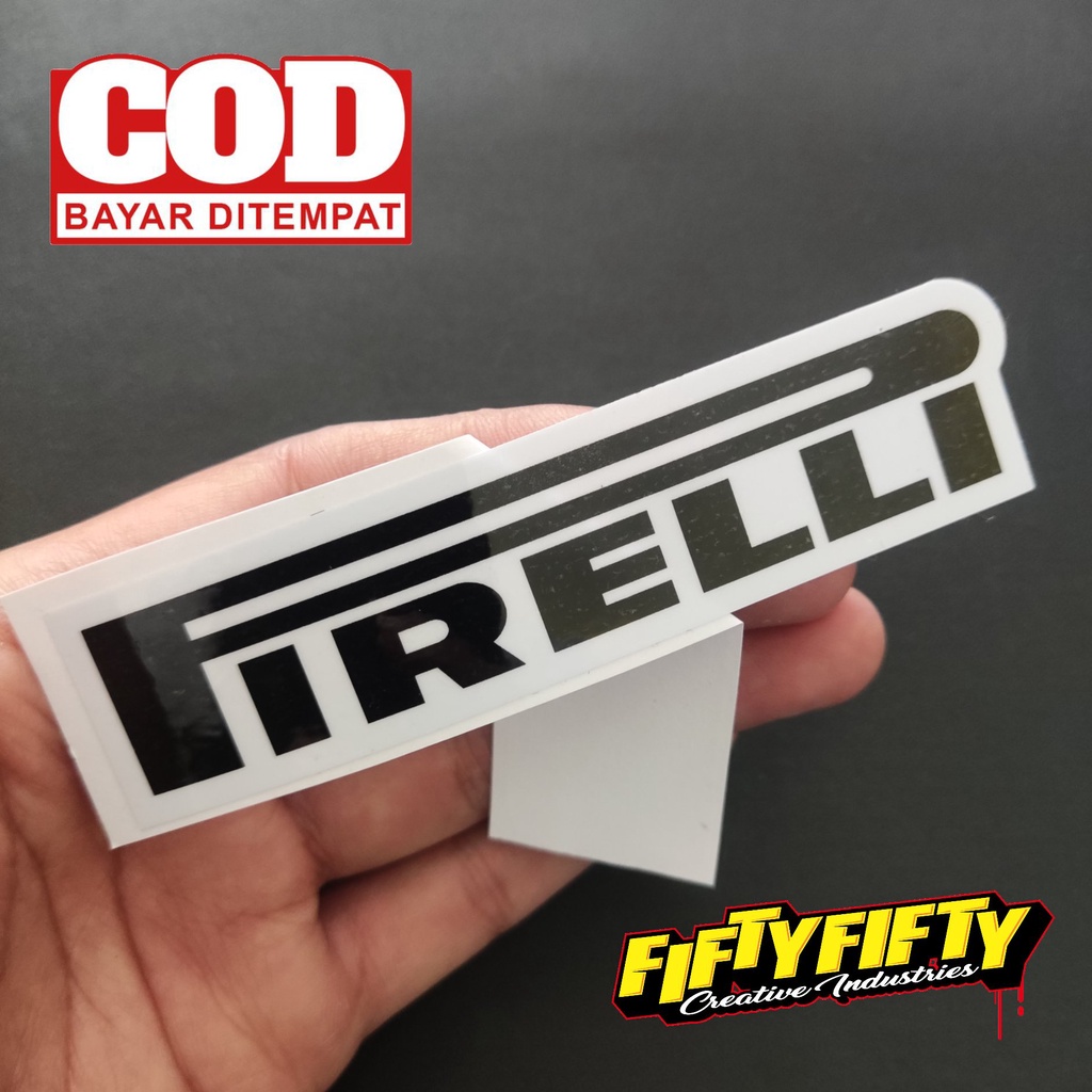 Stiker Print Cut PIRELLI Stiker Printing Laminasi Glossy Stiker Motor Mobil Helm Sudah Membentuk Pola Desain