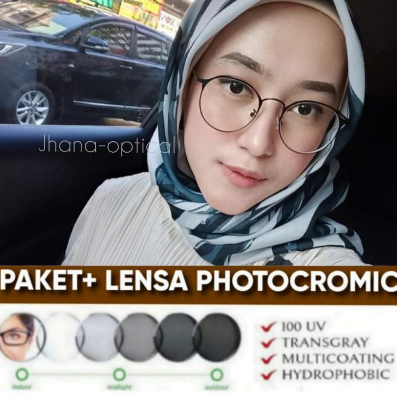 Kacamata paket 1301 lensa minus photocromic dan lensa minus crmc