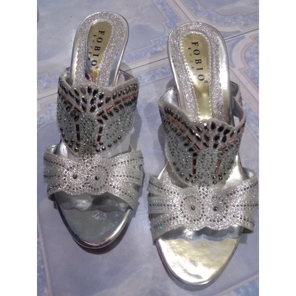 Sepatu Pesta Sepatu Natal Sepatu Gereja Warna Silver Blink Blink Merk Fobio