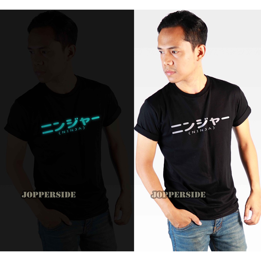 JOPPERSIDE TSHIRT KAOS DISTRO ANIME TULISAN JEPANG NINJA GLOW IN THE DARK PRIA TS65 GID