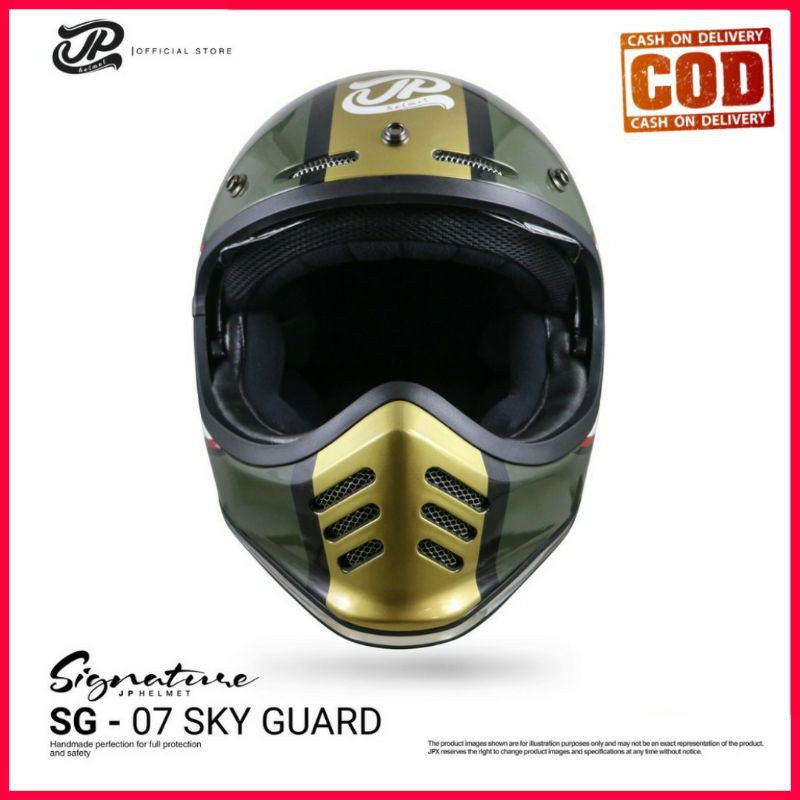 Helm JP Retro Signature SG - 07 Sky Guard Army Full Face ( JPX / Bogo / Vespa / Klasik )