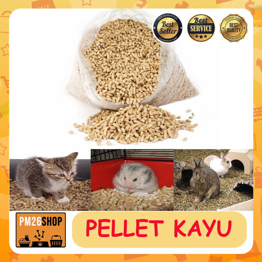 Wood Pellet Wood Pelet Kayu Alas Kandang Hewan Kucing Hamter 1 Kg