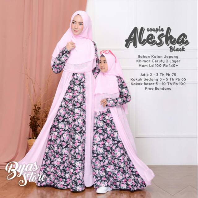 Baju Couple Ibu dan Anak Wanita Couple Alesha Syari Free Jilbab Bisa Dibeli Terpisah