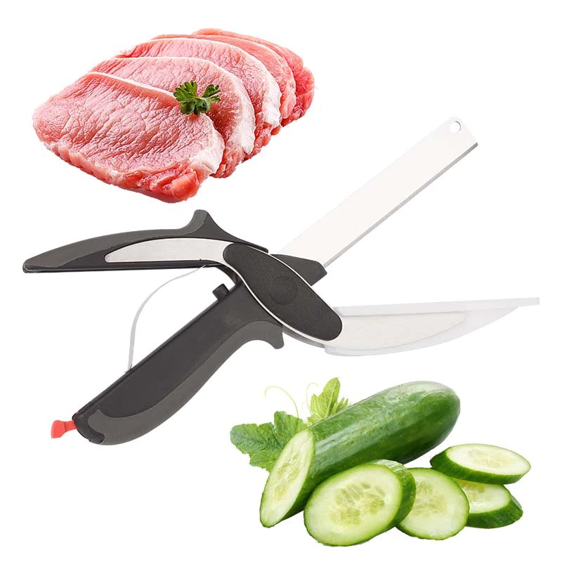 

[FreeOngkirTanpaSyarat] 2 In 1 Multi-Function Kitchen Scissors Cutter Knife&Board Stainless Steel
