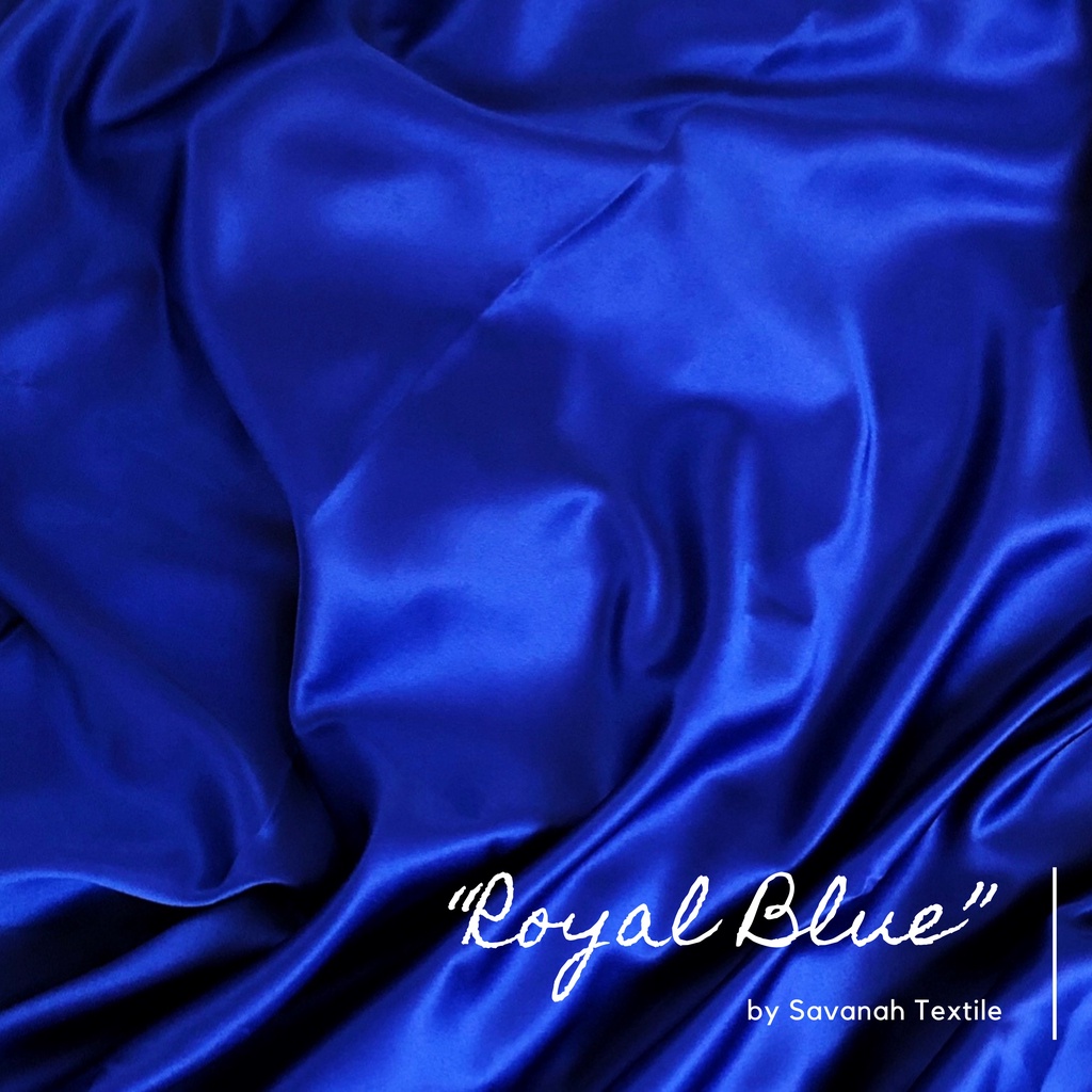 1/2 meter Kain Satin Silk Maxmara/ Sateen Sutra PREMIUM luxury-Royal Blue