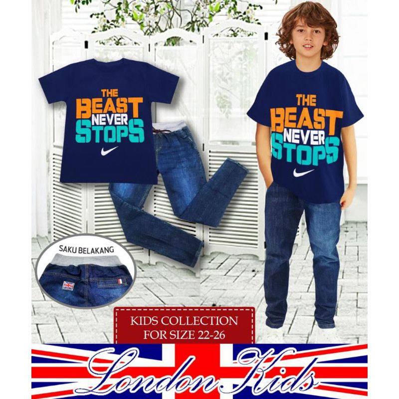 SETELAN ANAK COWOK LONDON KIDS CELANA JEANS 10-13TH