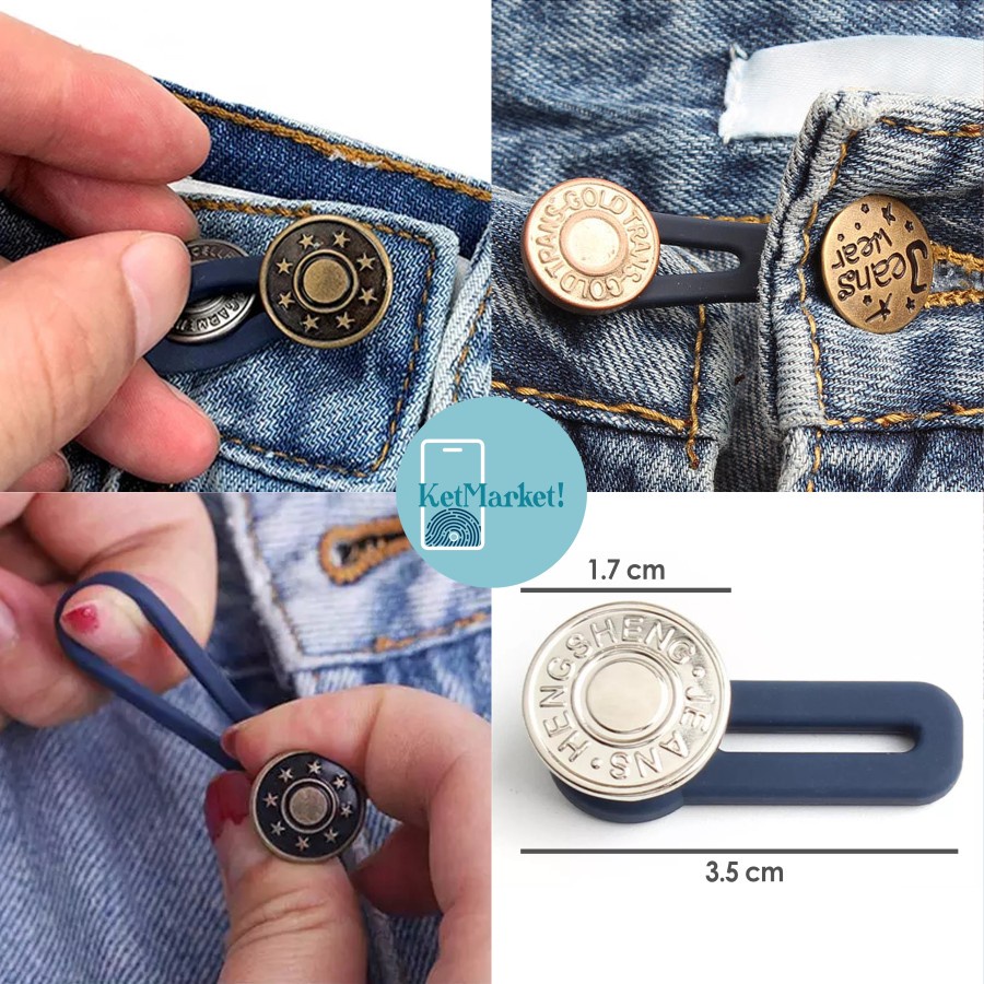 JEANS BUTTON EXTENDER - Kancing Metal Tambahan Pemanjang Pinggang Celana Jeans Sempit Button Expand