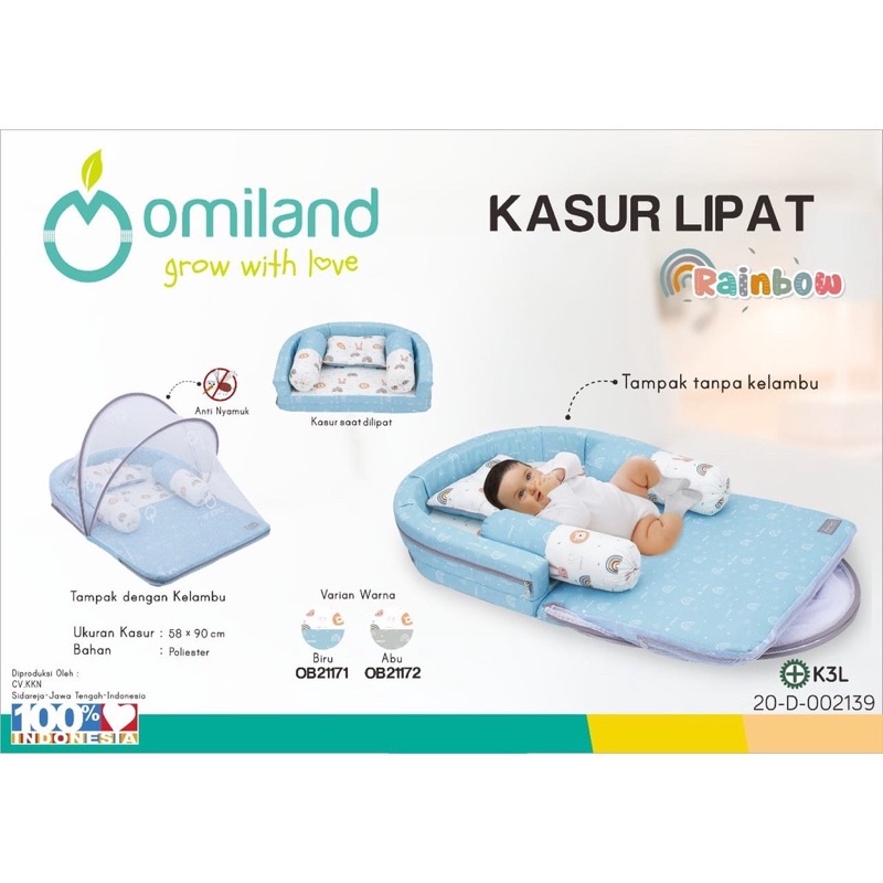 Omiland Kasur Bayi Lipat BUMPER Kelambu + Extra Perlak Series Sloth - OB21151-2 / Alpaca OB21204