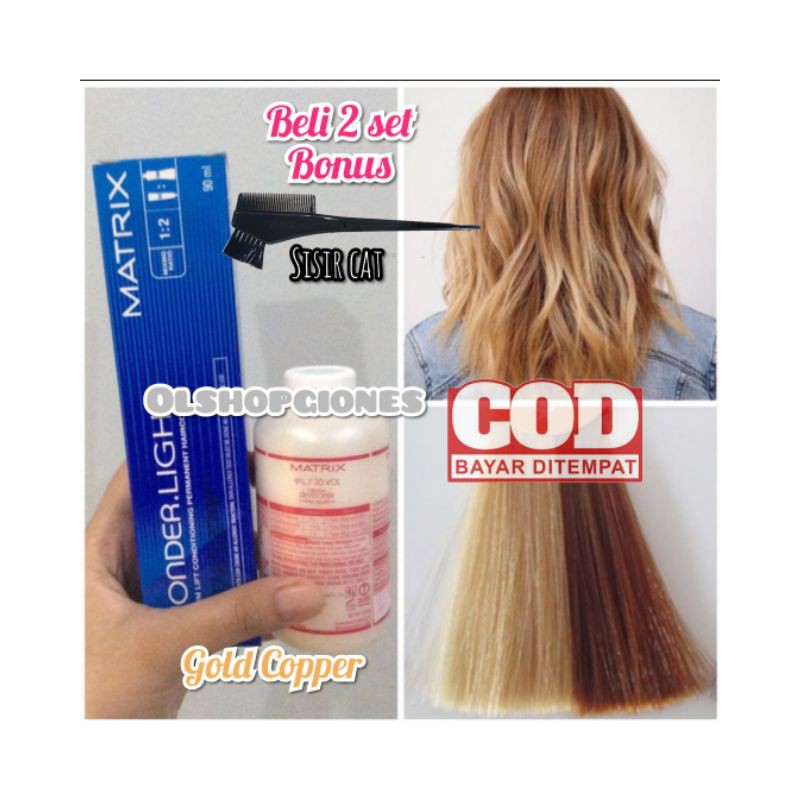 CAT Matrix Wonderlight Gold Copper WL-GC + oxydant campuran cat rambut wonder light socolor emas