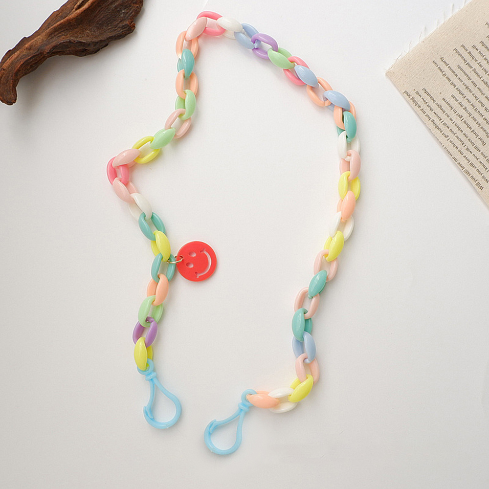 Kalung Rantai Lanyard Kacamata Bahan Akrilik Motif Smiley Face Anti Hilang Gaya Korea