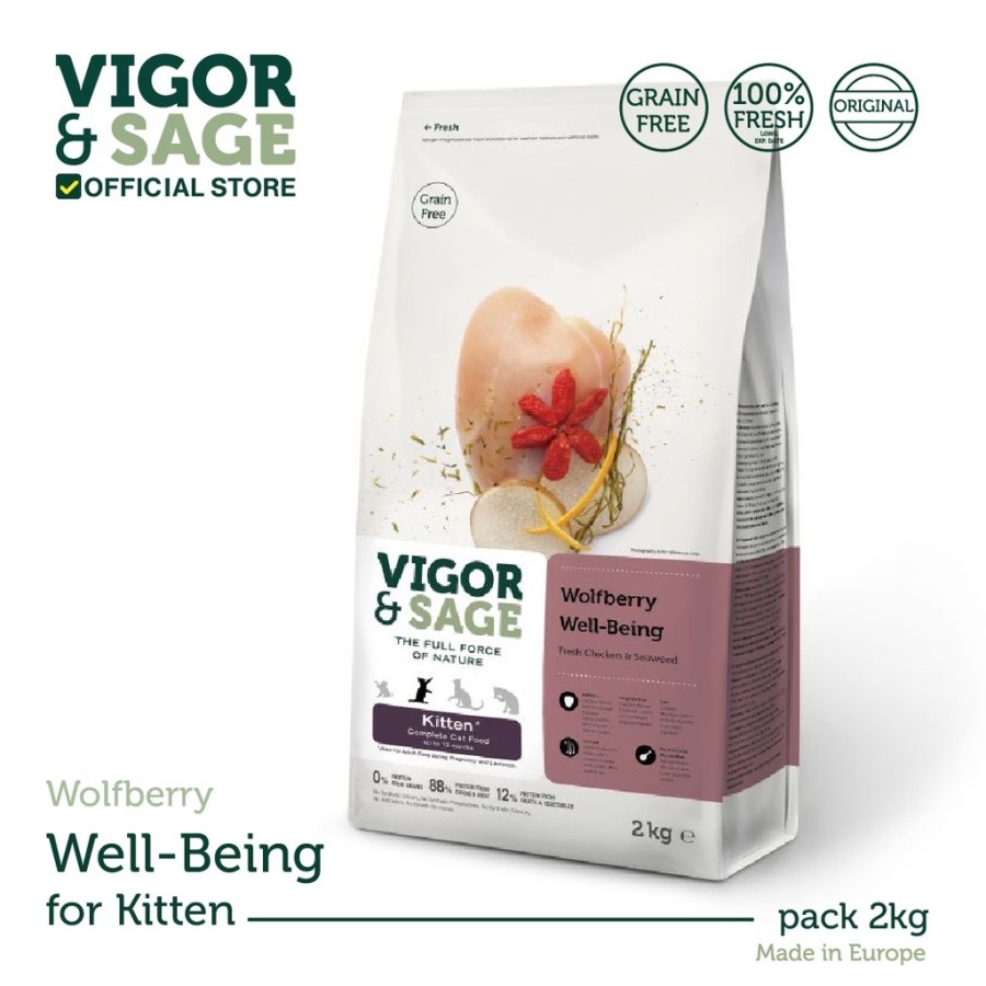 Vigor &amp; Sage Wolfberry Wellbeing Kitten 2kg Vigor Sage Kitten