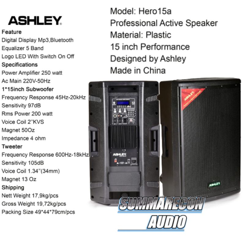Speaker Aktif Ashley Hero 15a Original Bluetooth 15 Inch Harga 1Pcs Speaker Ashley