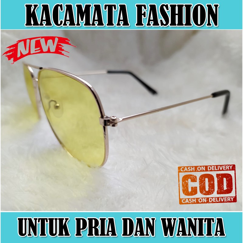 Kacamata Fashion Pria Wanita Model Aviator Lens Transparan multicolor Kaca mata Aviator Unisex