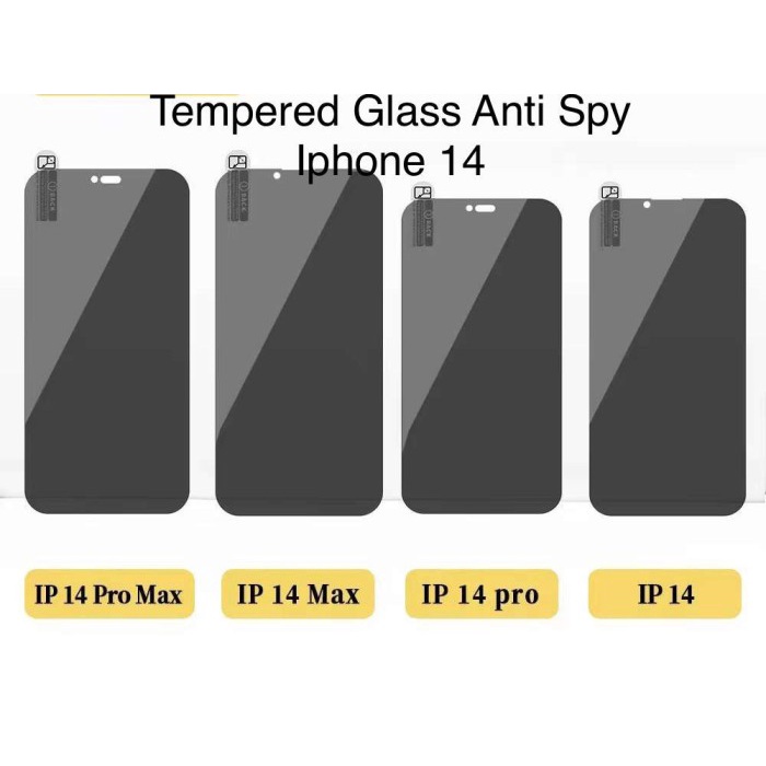 Tempered Glass iPhone 14/14 Max/14 Pro/14 ProMax Anti Blueray 10D Glare SPY Premium