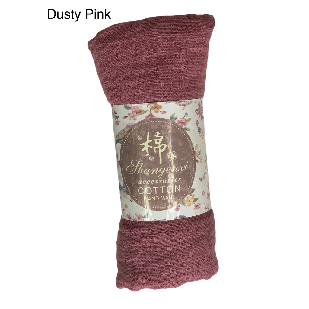 RI04-RI06 FUNSTORE HIJAB PASHMINA CRINKLE SHAWL COTTON WIDE JILBAB BAHAN KATUN PREMIUM IMPORT-Dusty Pink