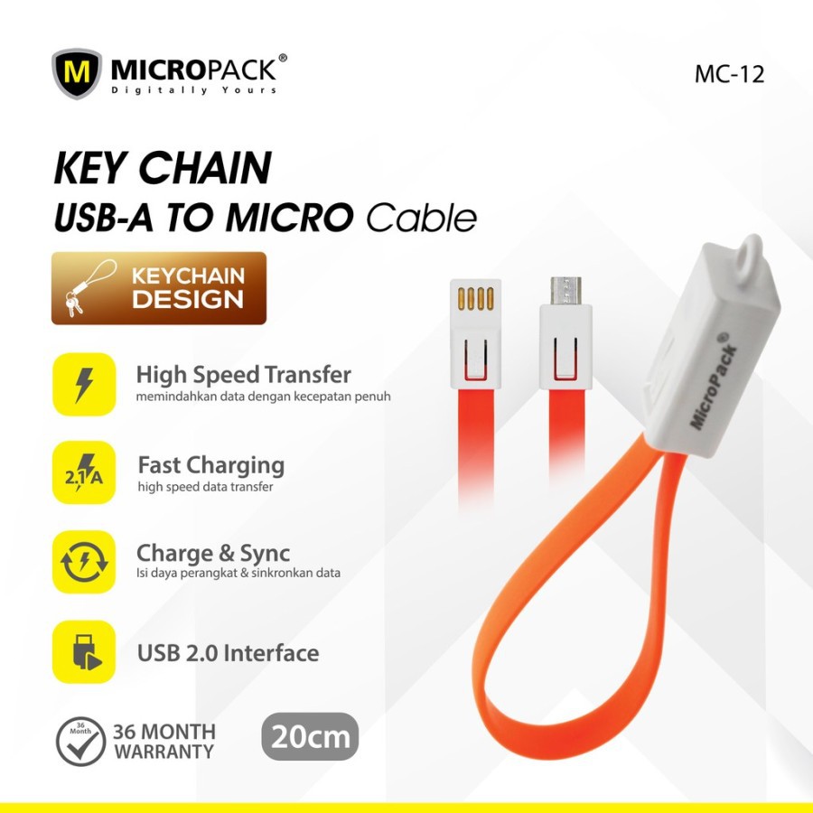 Micropack Keychain Cable Micro USB 20CM MC-12