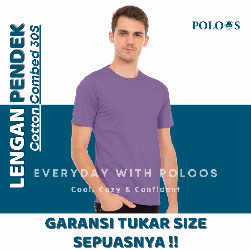 Baju Kaos Polos Pria Lengan Pendek Ungu Muda Lilac