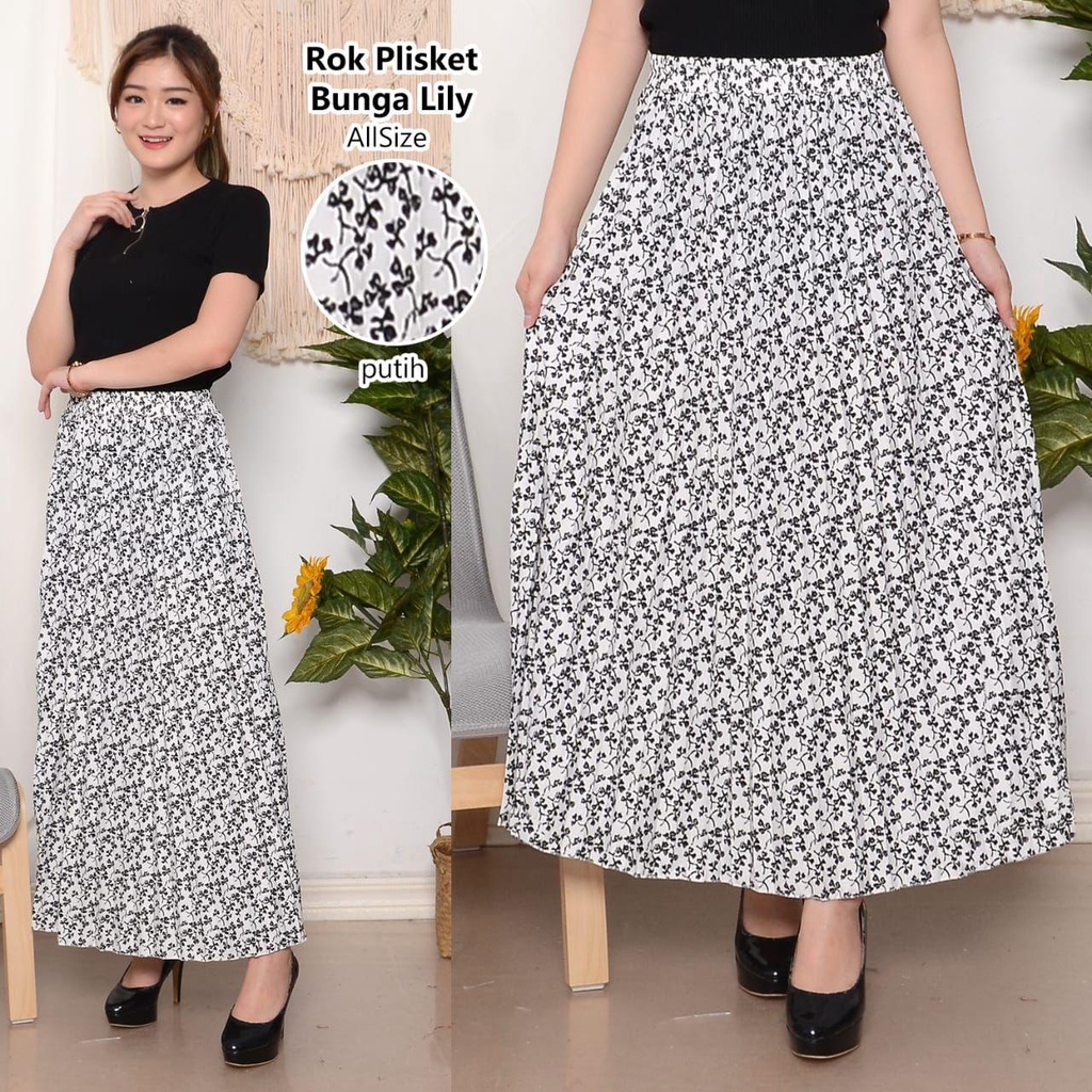 ROK PLISKET BUNGA LILY/ ROK PLIKET PREMIUM/ ROK WANITA