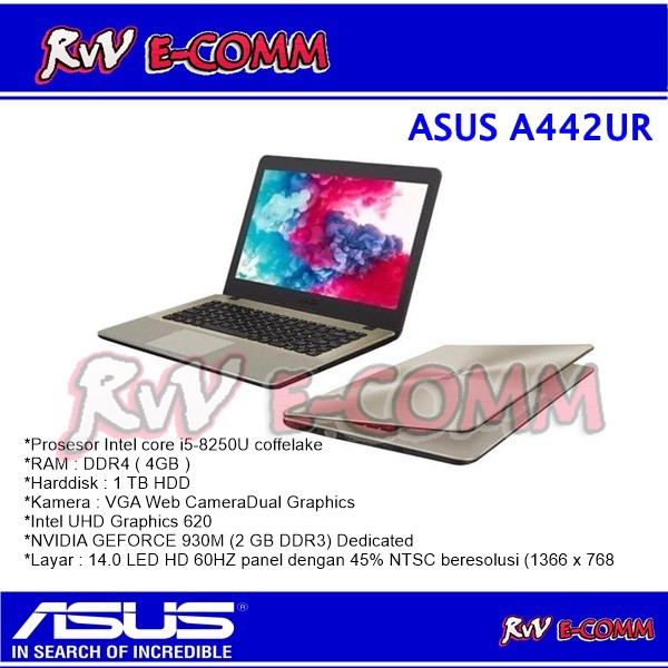 Asus A442UR - Intel Core i5-8250U - NVidia 930MX - 4GB RAM - 1TB HDD - ASUS VIVOBOOK A442UR
