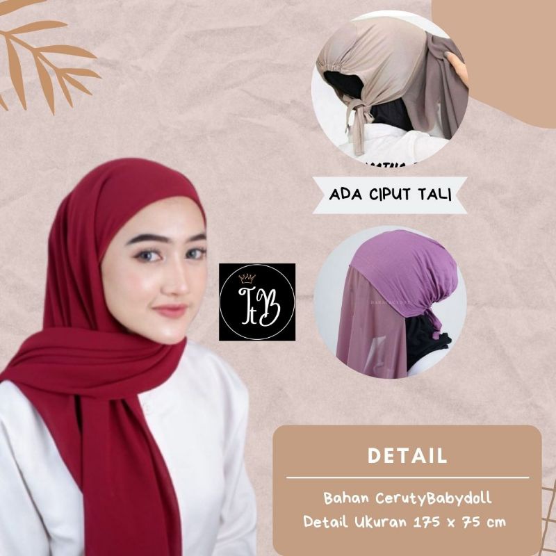 Pashmina Inner Tali Jilbab Iner Ciput Kerudung Instant 2IN1 CerutyBabydoll Pasmina Ciput Tali  Belak