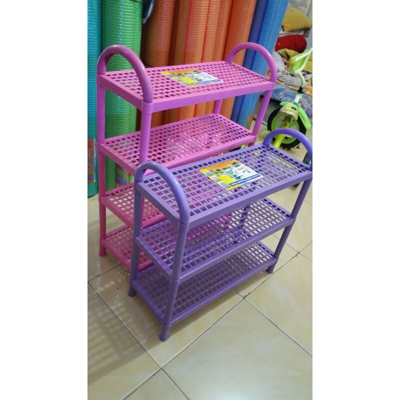 RAK SEPATU SUSUN 4 PLASTIK/RAK SENDAL PLASTIK BONGKAR PASANG