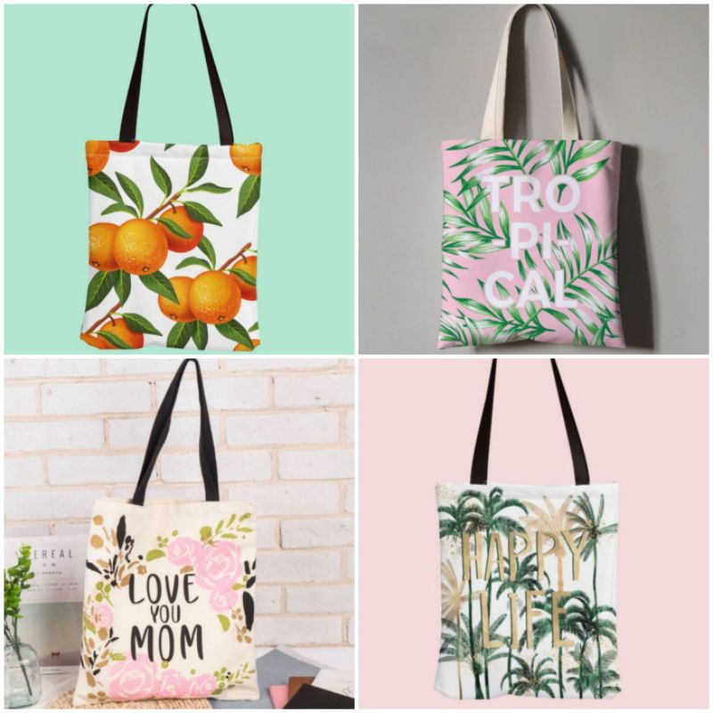 Tas Tote Bag Digital Printing/Tas Belanja/Tas Wanita