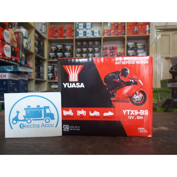 Aki Motor Kawasaki Ninja 250 cc Fi YTX9 Yuasa Accu Kering Ori Original