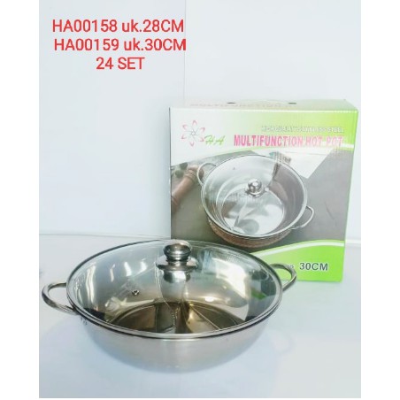 Panci Shabu Shabu 2 Skat 30cm 28cm Stainless Steel Panci Suki Pan Hot Pot