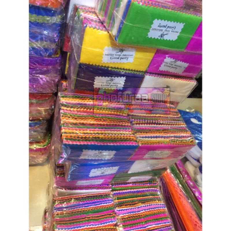 

kertas krep potongan warna warni murah