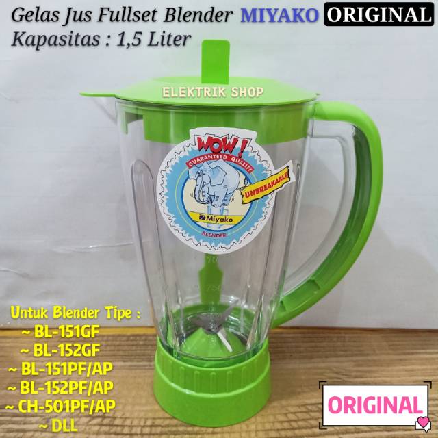 GELAS JUS HIJAU MIYAKO ORIGINAL FULLSET 1,5LITER