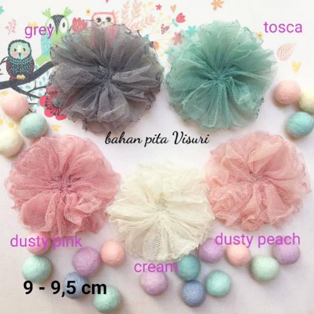 Aplikasi Bulatan Tulle Polos Bakar 9 - 9,5 cm