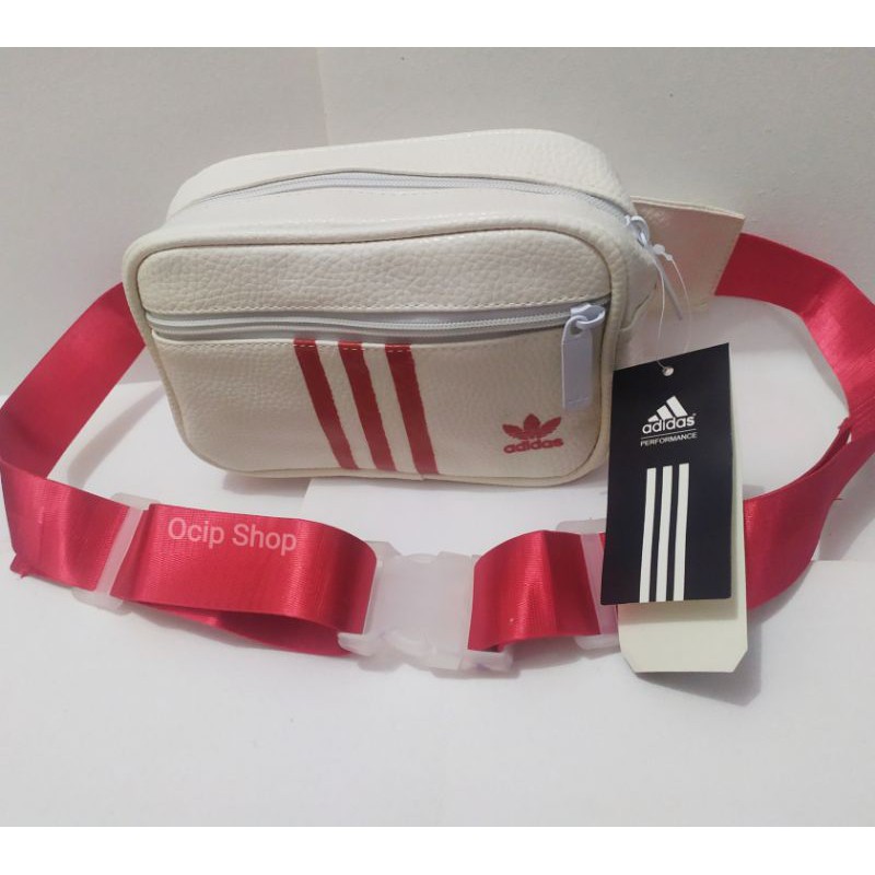 TAS WAISTBAG ADIDAS CLASSIC RETRO IMPORT WHITE RED / TAS PINGGANG SELEMPANG ADIDAS WANITA PRIA