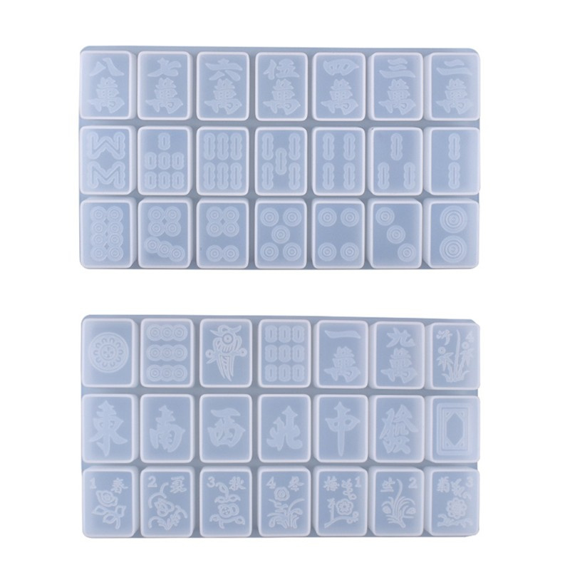 Glitter Crystal Epoxy Resin Mold Creative Mahjong Silicone Mould DIY Crafts Jewelry Ornaments Casting Tools