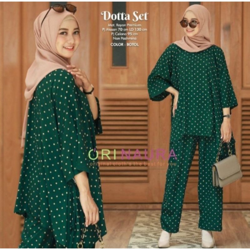 DASTER SETELAN ONE SET TIE DYE CP WAKA WAKA JUMBO MOTIF POLKADOT  ORI