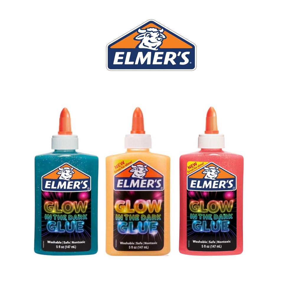 

ELMERS Glow in the dark Glue 147ml Lem Glow In the Dark Lem Nyala Bahan Slime Campuran Slime Lem Warna