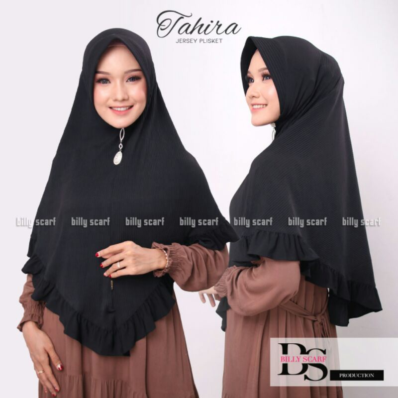 Jilbab Bergo Plisket Jersey Simpel Tahira Ori Billy-Hitam