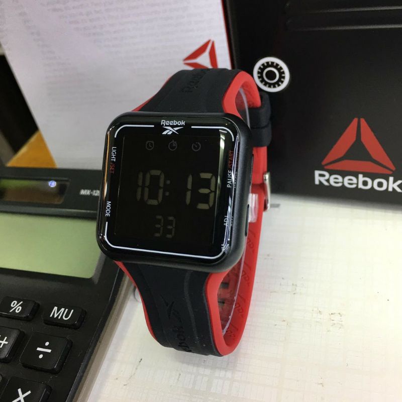 Reebok original  RV-SQG G-9 jam tangan unisex tali karet merah hitam