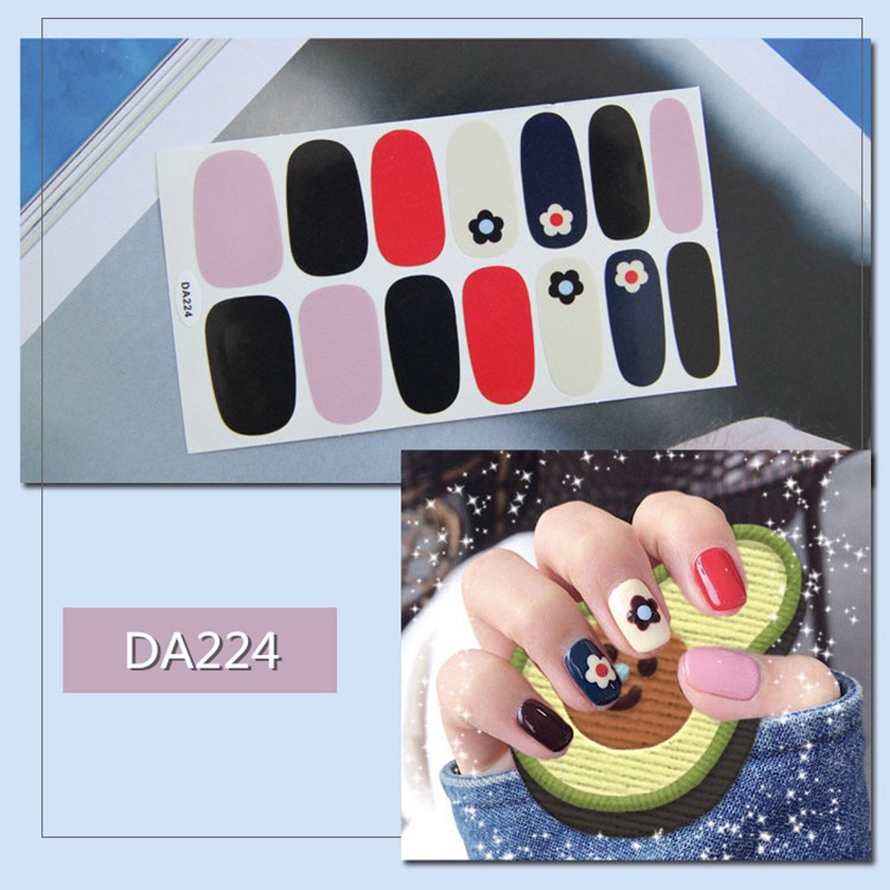 Da221-240 14 Pcs / Lembar Stiker Kuku Palsu 3d Bronzing Untuk Nail Art