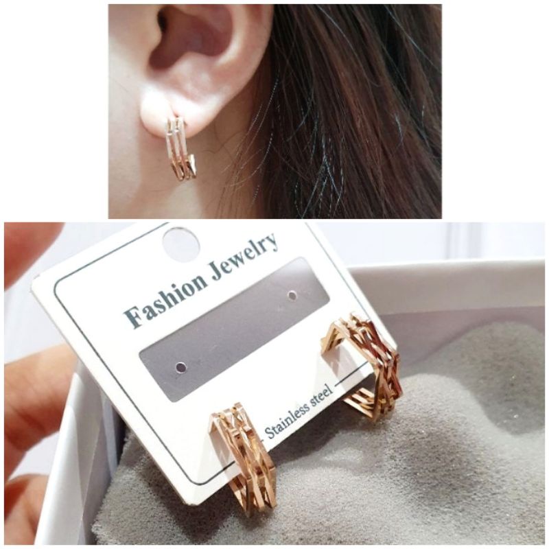 Anting Titanium Asli Rosegold Stainless Steel Ori Anti Karat Anti Alergi  01