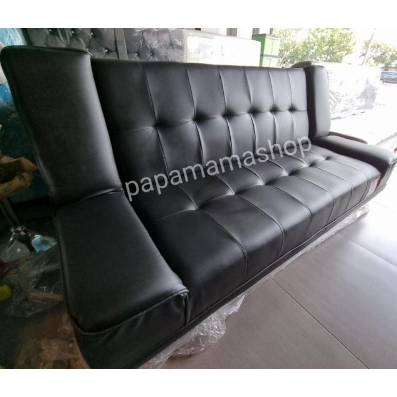 Sofa bed Minimalis Hitam - Sofa bed 3 seater - Sofa 2 fungsi- Medan