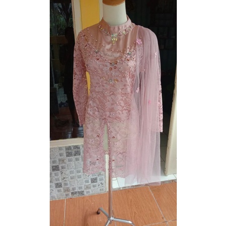 kebaya besan slayer pundak hiasan mutiara tabur