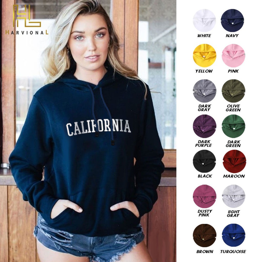 Parisdivarious Sweater Hoodie Jemper California Bahan Fleece Size S - XXL (Pria &amp; Wanita)