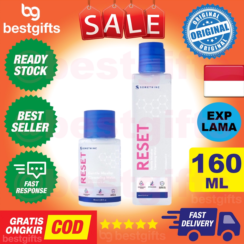 SOMETHINC RESET GENTLE MICELLAR CLEANSING WATER MEMBERSIHKAN MELEMBABKAN KULIT WAJAH ANTI IRITASI 160 ML