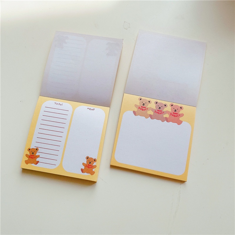 Buku Catatan / Notepad Motif Beruang Aksen Pita Gaya Korea Untuk Dekorasi Scrapbook