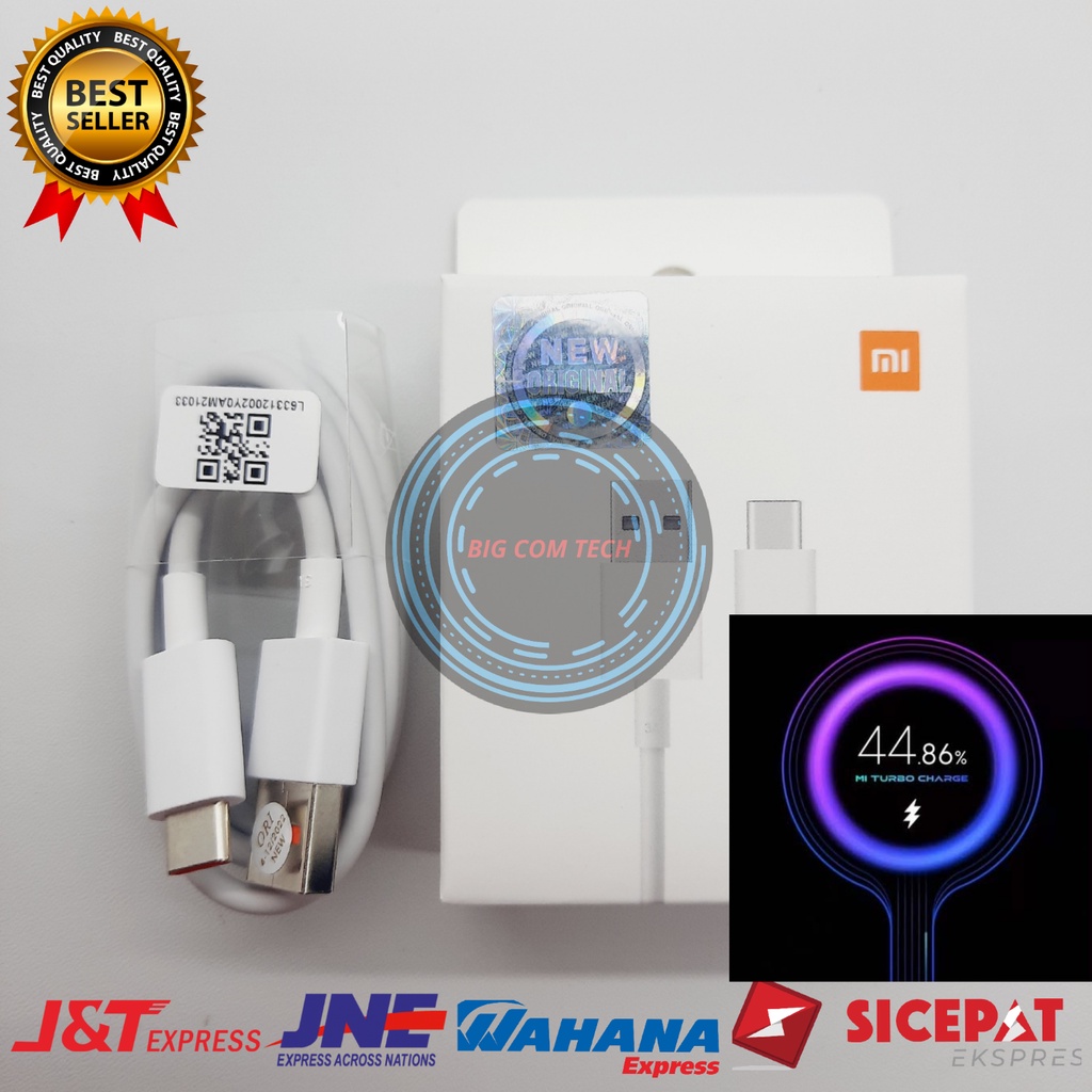 Kabel Data Xiaomi Poco X3 NFC / Poco X3 Pro / Poco F3 / Poco F2 Pro / Redmi Note 9 Pro / Note 10 Pro / Note 10S / Note 11 / Poco M2 Pro / Poco X2 / Mi 10T Pro / Mi 11 Lite / Mi Note 10 Pro Usb Type-C Mi Turbo Charge 33 Watt Original