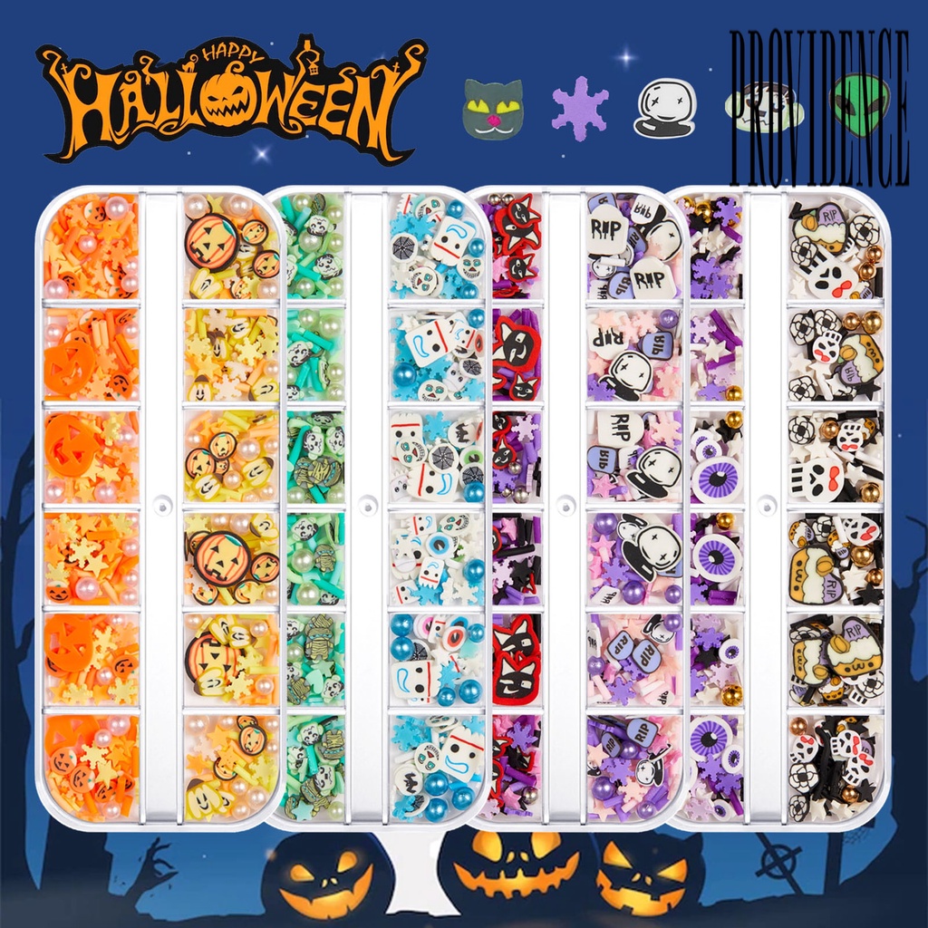 1 Kotak Payet Kuku Ultra Tipis Efek Visual Warna Terang Untuk Ornamen Halloween