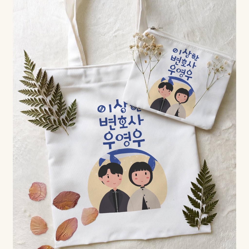 EXTRAORDINARY ATTORNEY WOO TOTE BAG + PENCIL CASE DRAMA KOREA / DRAKOR KIT / DRAMA KOREA FANKIT / DR