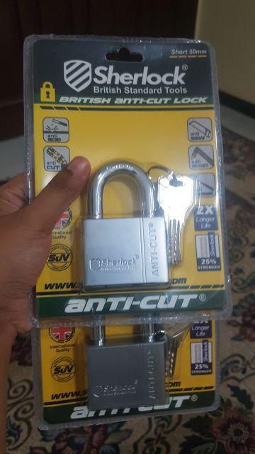 Sherlock Elliot Domestic Gembok Perisai Baja (53 Mm Pendek) Silver